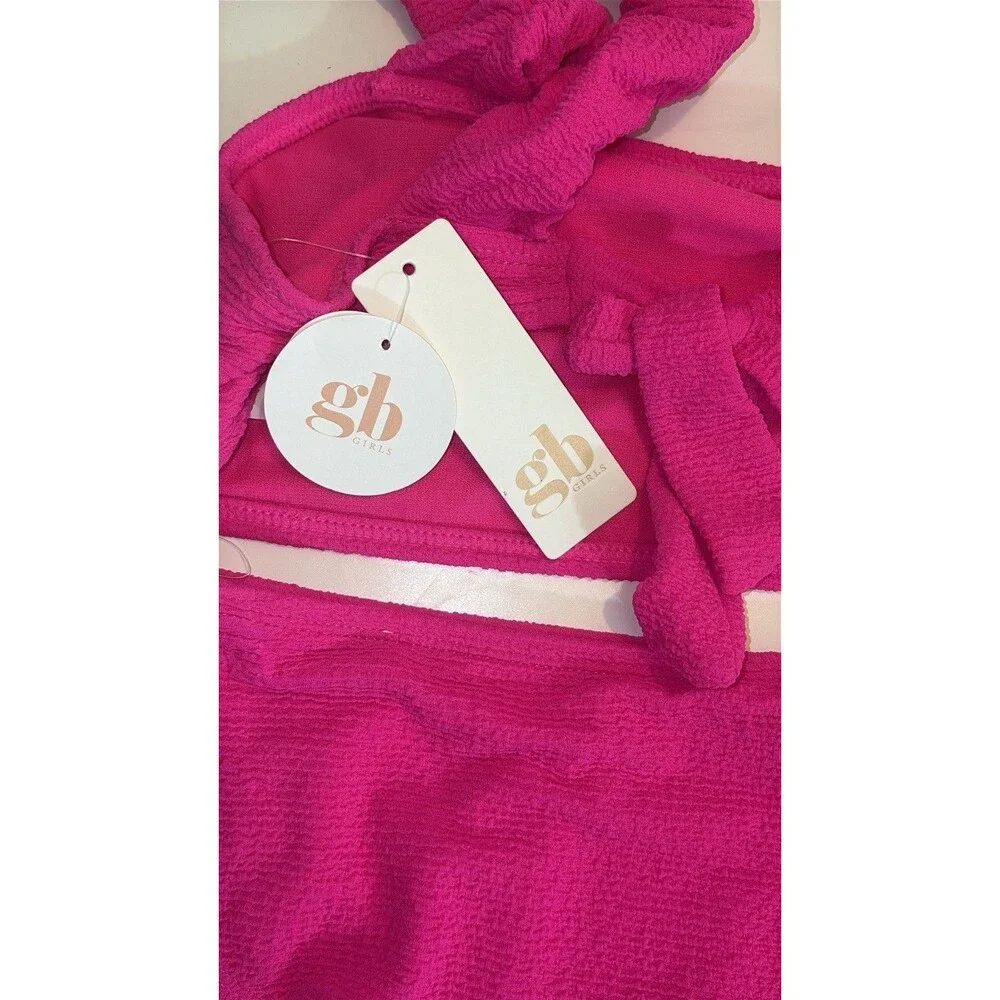 GB Gianni bini Girls Sz 16 2 Piece Bikini Brightest Berry Scrunchie Strap Swim